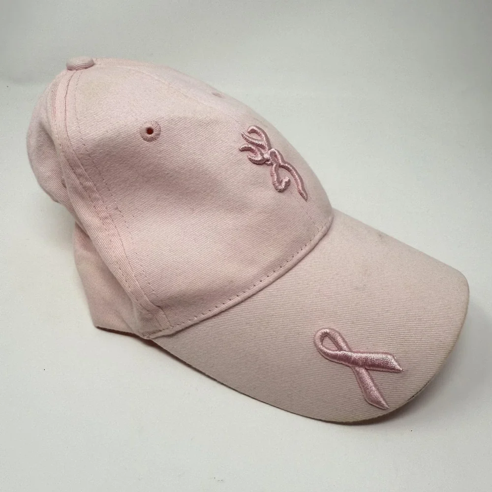 Browning Hat Cap Fitted Womens‎ One Size Pink Breast Cancer Ribbon Deer Logo